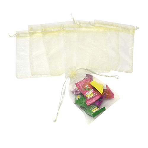 Bezall 50Pcs Sheer Organza Bags 3x4 inch, Small Jewelry Gift Bags with Drawstring for Wedding Party Favor Christmas Candy Pouches (Beige) - Image 4