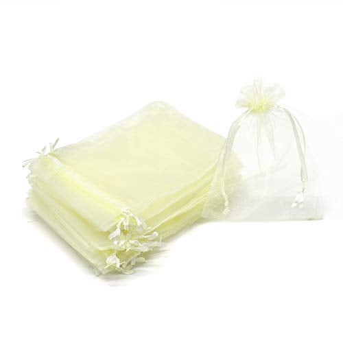 Bezall 50Pcs Sheer Organza Bags 3x4 inch, Small Jewelry Gift Bags with Drawstring for Wedding Party Favor Christmas Candy Pouches (Beige) - Image 1