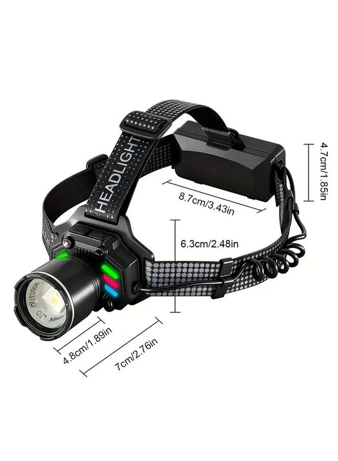 2 In 1 Black LED Headlamp With IR Sensor Auto On Off Motion Tracking USB Rechargeable - Image 4