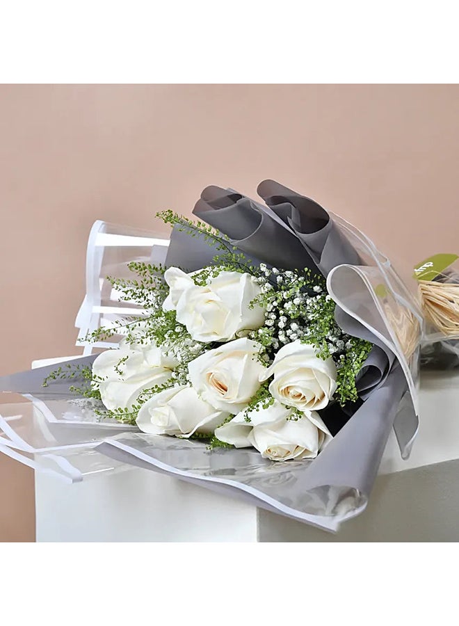 Ferns N Petals White Rose Serenity - Image 1