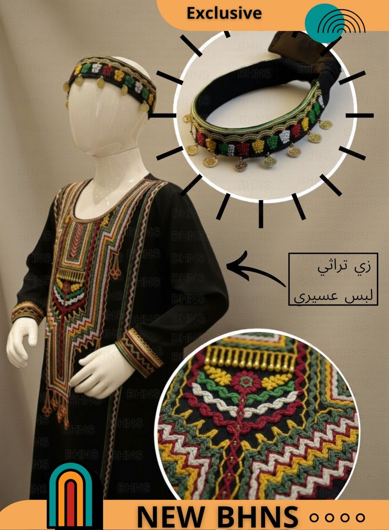 بهنس قميص اطفال عسيري لبس تراثي قميص عسيري جلابية اطفال لبس عسيري ازياء تراثية فستان اطفال زي تراثي فستان عسيري بناتي فستان بناتي - Image 3