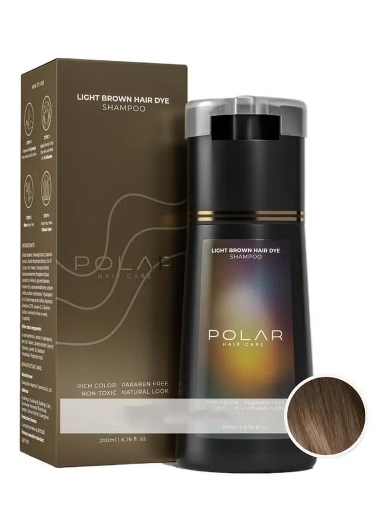 POLAR Hair Care Shampoo, Polar Hair Care Instant Dye Shampoo, Polar Hair Care Dye Shampoo (Light Brown) - Image 1