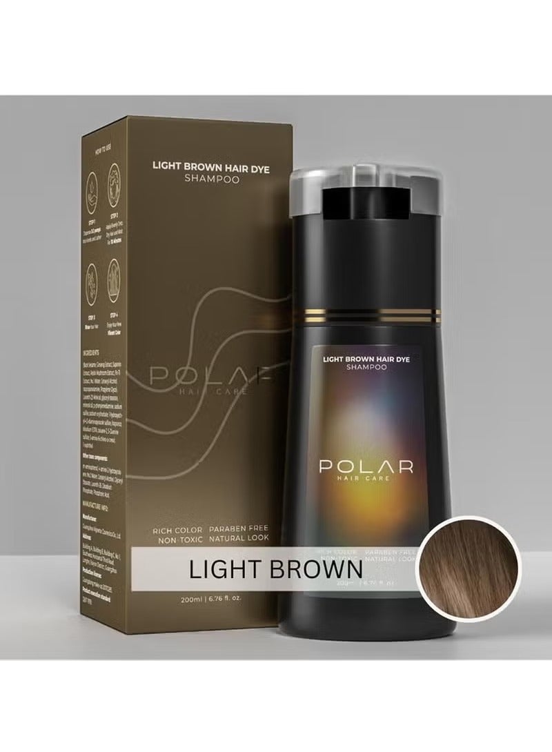POLAR Hair Care Shampoo, Polar Hair Care Instant Dye Shampoo, Polar Hair Care Dye Shampoo (Light Brown) - Image 2