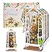 Fimeetoy Book Nook Kit for Adults Miniature House Kit Doll House DIY Crafts for Adult Teen Tiny House Bookshelf Decor with LED Light 3D Puzzle Book Ends Garden House Birthday Gift for Women Friends - Image 4