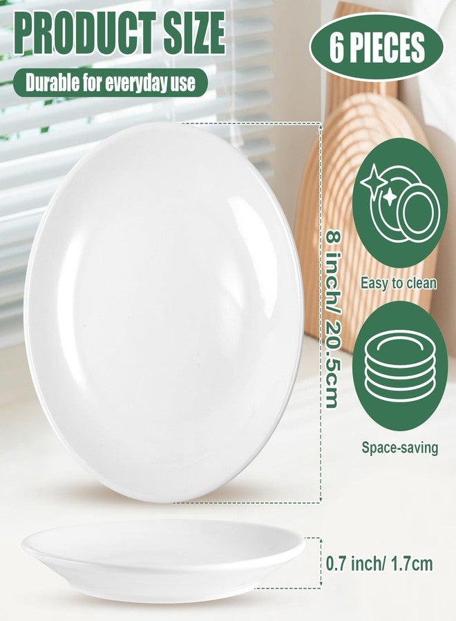 Dyrfolm White Dinner Plates Set of 6, 8 Inch Ceramic Salad Plates, Ceramic Appetizer Plate, White Dessert Plate for Appetizers Salad Snacks, Microwave & Dishwasher Safe - Image 2
