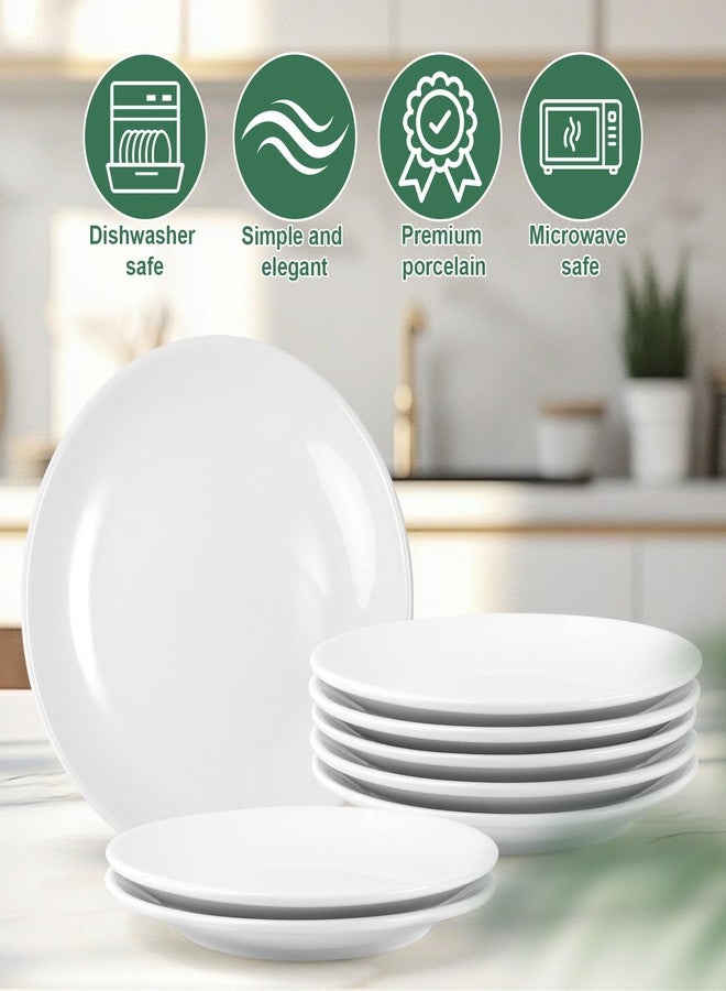 Dyrfolm White Dinner Plates Set of 6, 8 Inch Ceramic Salad Plates, Ceramic Appetizer Plate, White Dessert Plate for Appetizers Salad Snacks, Microwave & Dishwasher Safe - Image 5