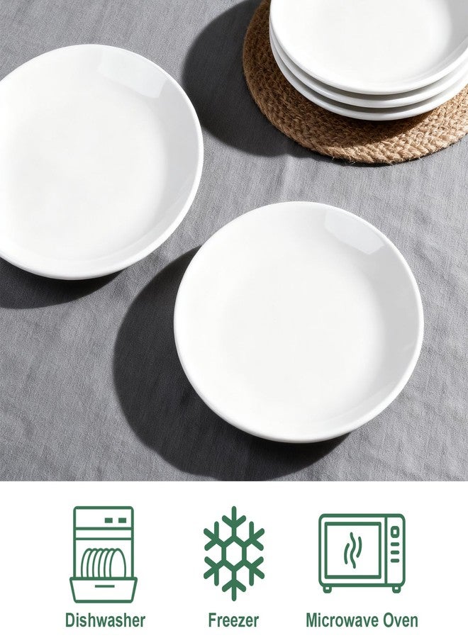 Dyrfolm White Dinner Plates Set of 6, 8 Inch Ceramic Salad Plates, Ceramic Appetizer Plate, White Dessert Plate for Appetizers Salad Snacks, Microwave & Dishwasher Safe - Image 3