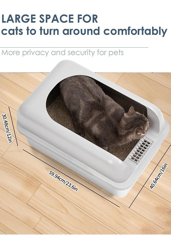Garlo Stainless Steel Cat Litter Box Metal Extra Large Cat Litter Tray for Big Cats Litter Pan Toilet High Enclosed Sides Pet Litter Box with Footboard & Scoop, Old and Short-Legged Cat Friendly  - Image 4