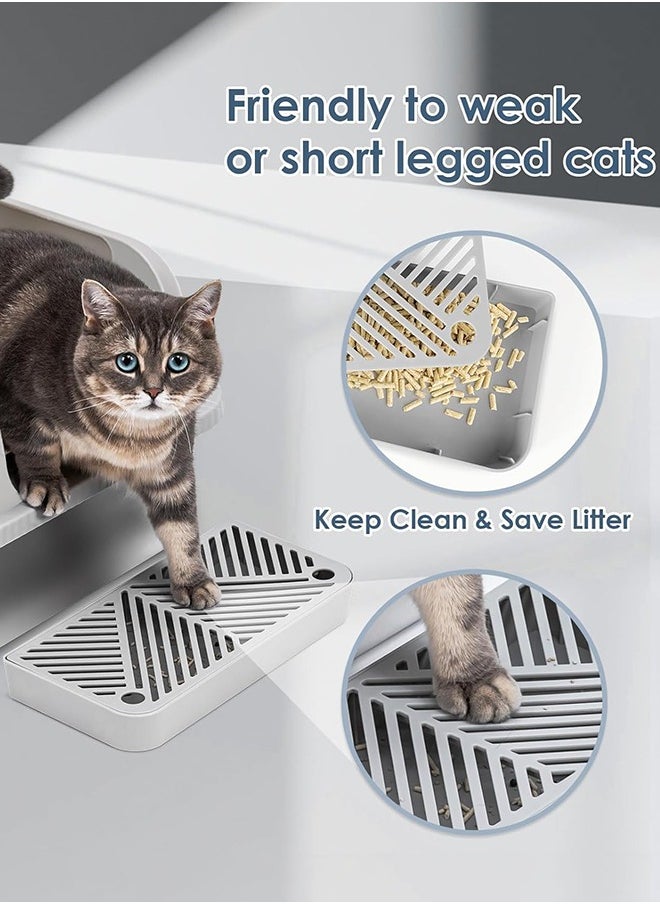 Garlo Stainless Steel Cat Litter Box Metal Extra Large Cat Litter Tray for Big Cats Litter Pan Toilet High Enclosed Sides Pet Litter Box with Footboard & Scoop, Old and Short-Legged Cat Friendly  - Image 5