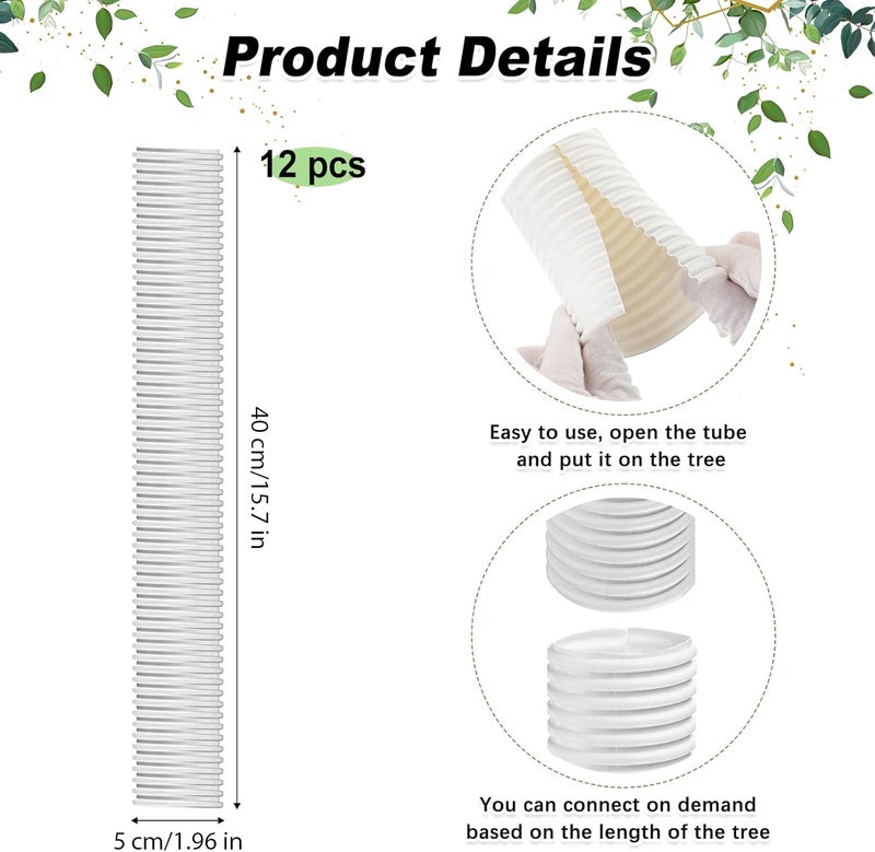 Nuenen Nuenen 12 Pcs Corrugated Tree Guards Long 1575 Inch Diameter 196 Inch Pp Tree Trunk Protectors Tree Bark Protector Tube Wraps for Saplings Plants Seedlings Deer Rabbit Cats Rodents Mowers White - Image 2