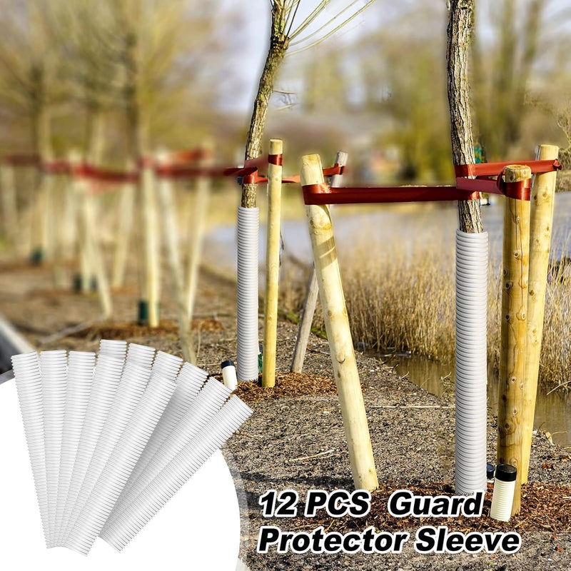 Nuenen Nuenen 12 Pcs Corrugated Tree Guards Long 1575 Inch Diameter 196 Inch Pp Tree Trunk Protectors Tree Bark Protector Tube Wraps for Saplings Plants Seedlings Deer Rabbit Cats Rodents Mowers White - Image 5