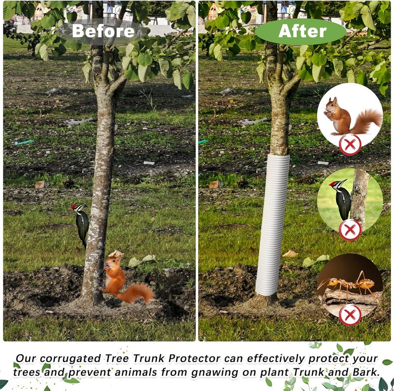 Nuenen Nuenen 12 Pcs Corrugated Tree Guards Long 1575 Inch Diameter 196 Inch Pp Tree Trunk Protectors Tree Bark Protector Tube Wraps for Saplings Plants Seedlings Deer Rabbit Cats Rodents Mowers White - Image 3