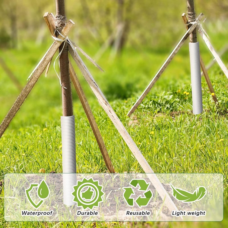 Nuenen Nuenen 12 Pcs Corrugated Tree Guards Long 1575 Inch Diameter 196 Inch Pp Tree Trunk Protectors Tree Bark Protector Tube Wraps for Saplings Plants Seedlings Deer Rabbit Cats Rodents Mowers White - Image 4