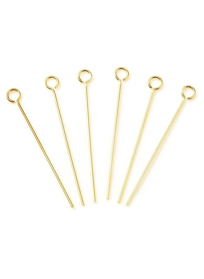 DoreenBeads 14K Gold Filled Eye Pins Open Eye Head Pins Findings 1.1inch for Earring Bracelet Necklace Jewelry Making Findings DIY Craft - Image 1