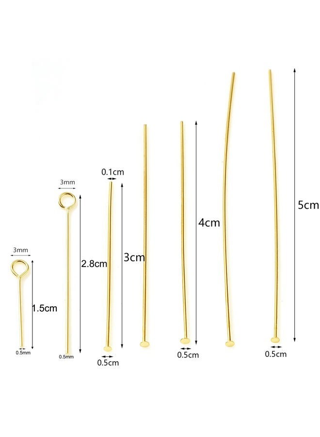 DoreenBeads 14K Gold Filled Eye Pins Open Eye Head Pins Findings 1.1inch for Earring Bracelet Necklace Jewelry Making Findings DIY Craft - Image 2