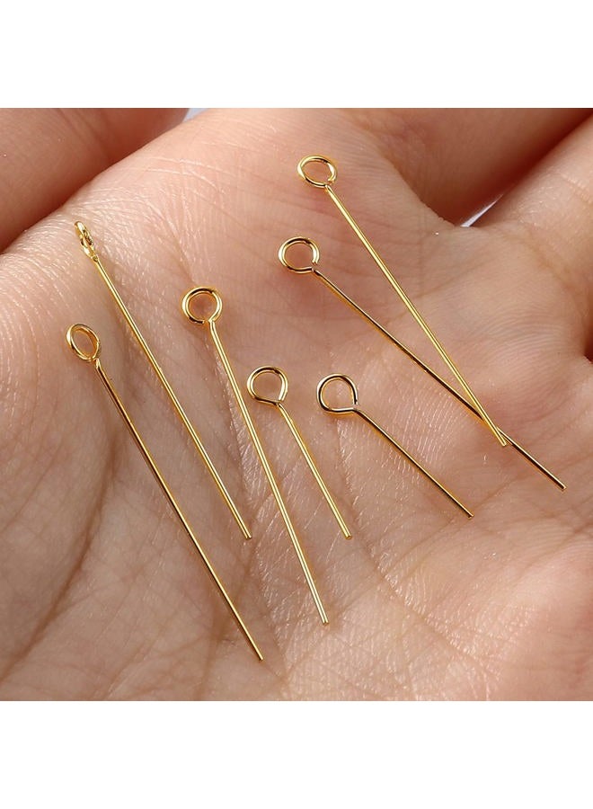 DoreenBeads 14K Gold Filled Eye Pins Open Eye Head Pins Findings 1.1inch for Earring Bracelet Necklace Jewelry Making Findings DIY Craft - Image 5