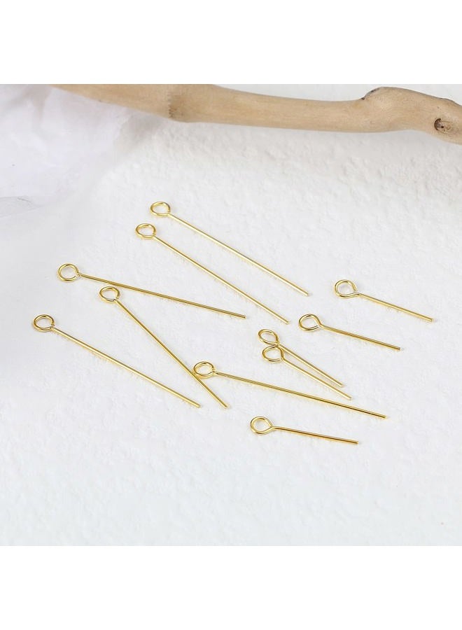 DoreenBeads 14K Gold Filled Eye Pins Open Eye Head Pins Findings 1.1inch for Earring Bracelet Necklace Jewelry Making Findings DIY Craft - Image 4