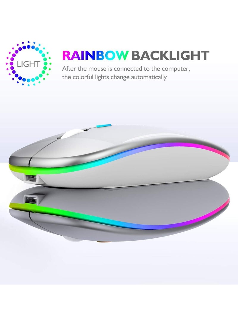 Bluetooth Mouse Compatible with iPad, Bluetooth Mouse Compatible with MacBook Air/Mac/MacBook Pro/Mini/iPad Pro/iMac/Laptop,Rechargeable Wireless Mouse - Image 3