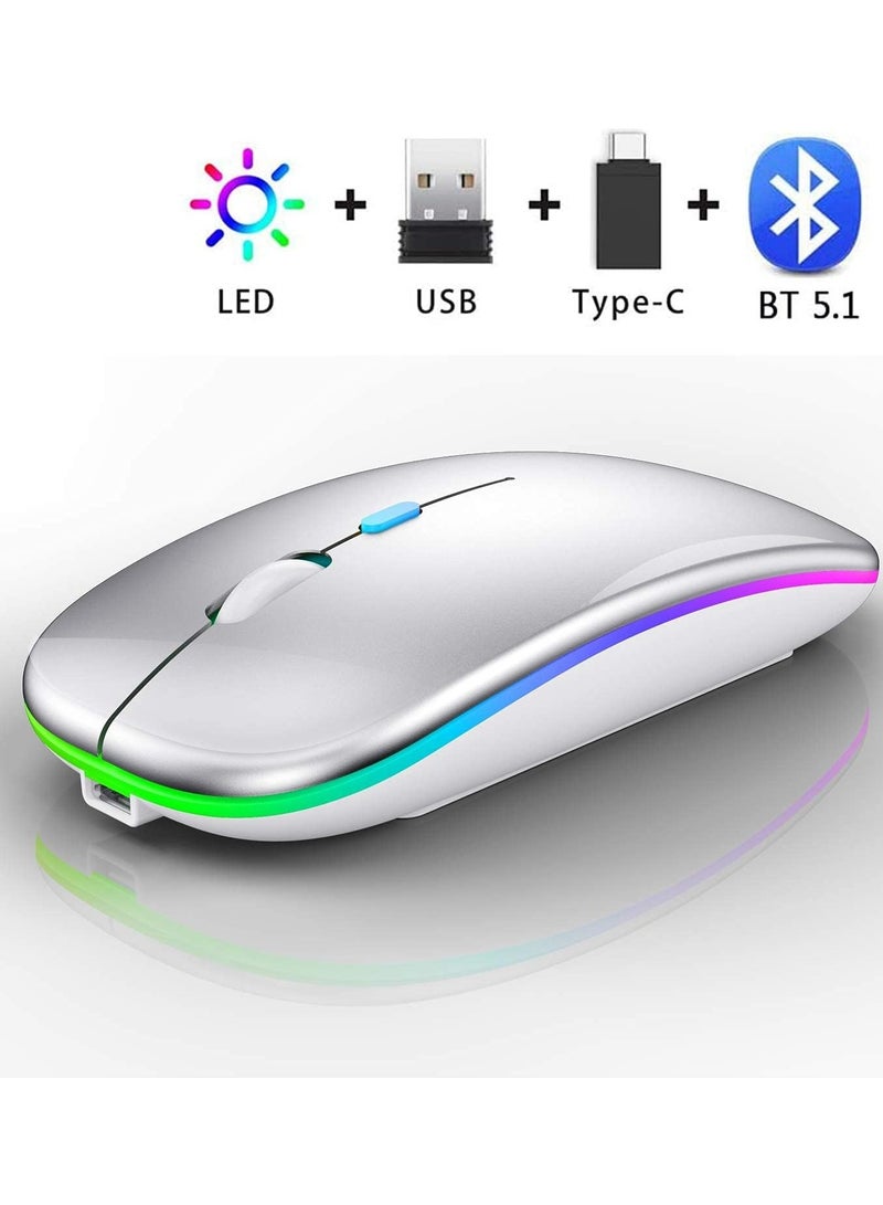 Bluetooth Mouse Compatible with iPad, Bluetooth Mouse Compatible with MacBook Air/Mac/MacBook Pro/Mini/iPad Pro/iMac/Laptop,Rechargeable Wireless Mouse - Image 2