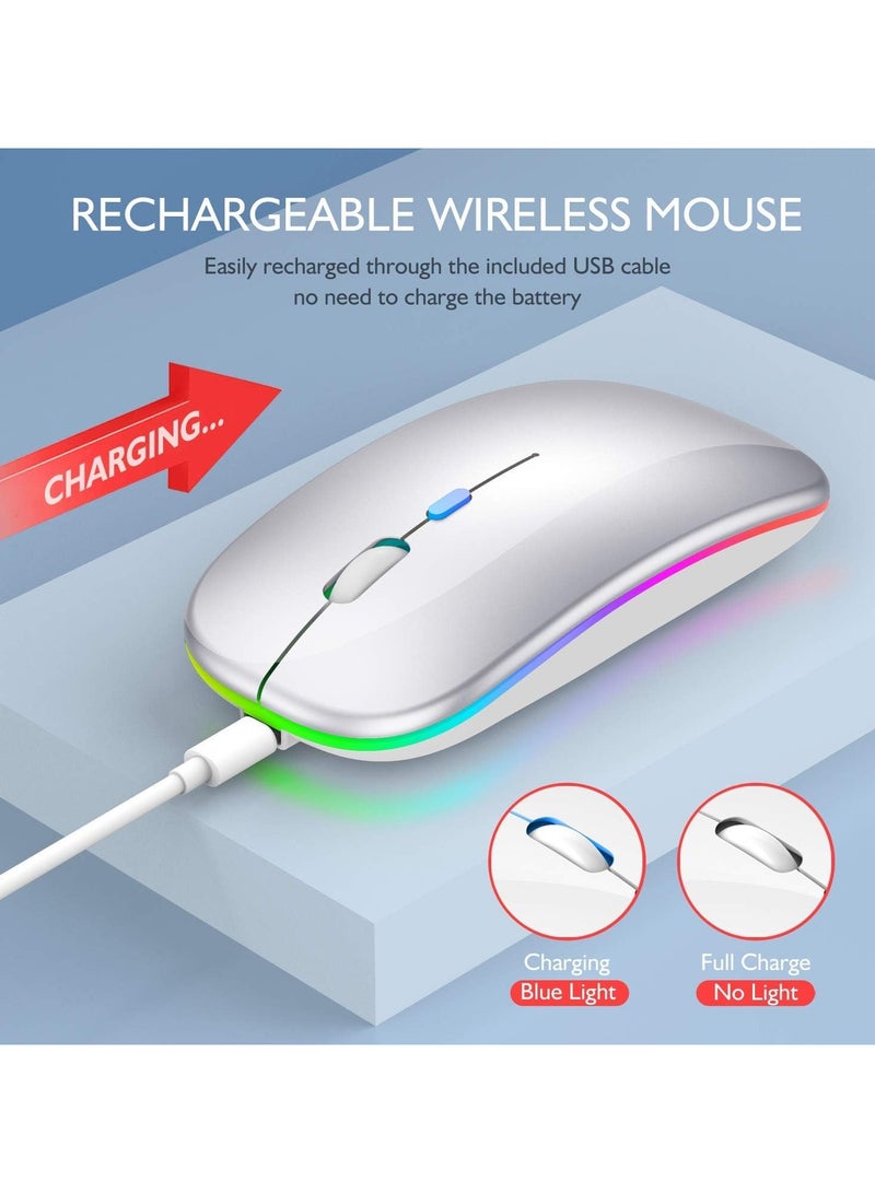 Bluetooth Mouse Compatible with iPad, Bluetooth Mouse Compatible with MacBook Air/Mac/MacBook Pro/Mini/iPad Pro/iMac/Laptop,Rechargeable Wireless Mouse - Image 5