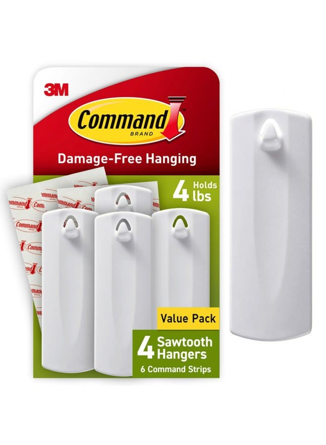 Command sawtooth frame hanger, 4 lb capacity, indoor use, 4-hangers, decorate damage-free - Image 1
