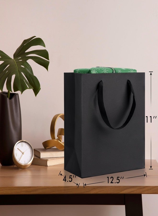 MOXARYSU Black Gift Bags With Handles: 12.5x4.5x11 Inch 6pcs Large Paper Gags Bulk For Party Shopping Birthday Wedding - Image 2