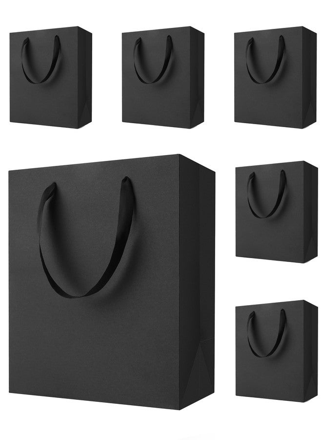 MOXARYSU Black Gift Bags With Handles: 12.5x4.5x11 Inch 6pcs Large Paper Gags Bulk For Party Shopping Birthday Wedding - Image 1