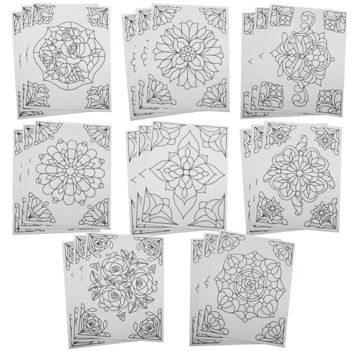 SS Worldwide ColorYourOwn Stained Glass Window Clings Use markers or glass stain NoAdhesive Static Cling Repositionable Raised Lines 3 ea of 8 designs Center approx 7 to 8 Pack of 24