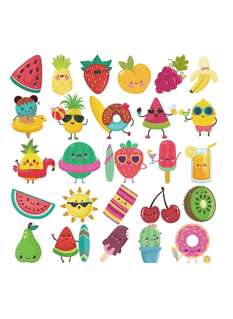 KASTWAVE - Temporary Sticker for Kids Summer Glitter Fruit 110 Glitter Styles, Watermelon Strawberry Pineapple Tattoos Sticker for Boys Girls Birthday Party Favors - Image 1