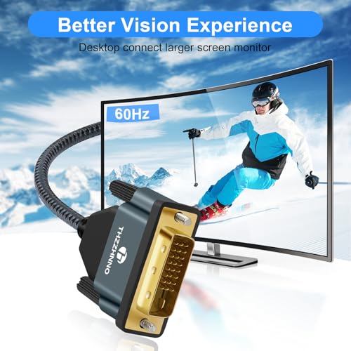 Thzzhnno DisplayPort to DVI Cable 1.6FT, Gold-Plated Display Port to DVI-D Adapter Cable 1080P@60Hz Cord for Computer, Desktop, Laptop, PC, Monitor, Projector - Image 5