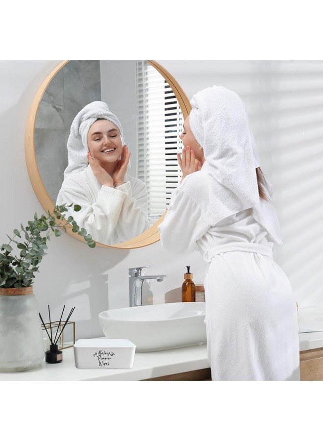 Moorfowl Moorfowl Makeup Remover Wipes Container,7.28" L * 4.80" W * 2.75" H, Makeup Wipes Holder Dispenser Chic for Bathroom Vanity Dressing Table (White)  - Image 4