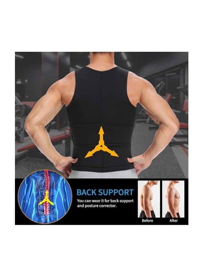 DAILYLIFE Men Neoprene Sauna Zipper Waist Trainer Vest Tank Top Trimmer Body Shaper - M - Image 3