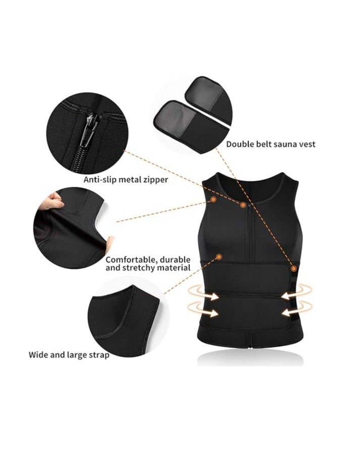 DAILYLIFE Men Neoprene Sauna Zipper Waist Trainer Vest Tank Top Trimmer Body Shaper - M - Image 2
