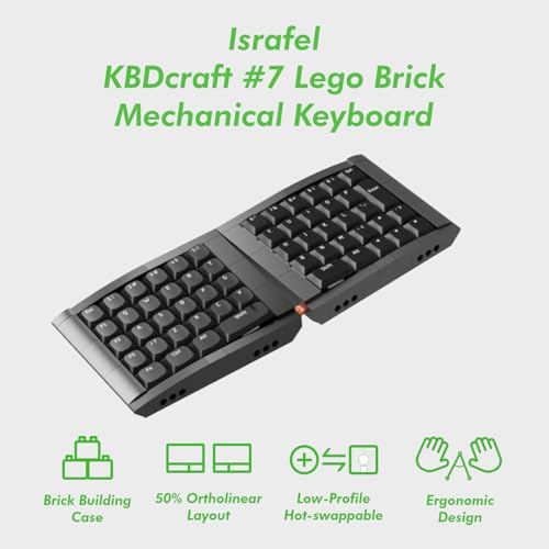 KBDcraft 07Israfel 50% Ergo-Split Low-Profile Mechanical Keyboard, 56-Key Ortho, Lego-Compatible Case, Wired, Linear Switch, Gasket Mount, Hot-Swappable, RGB, QMK, Vial, Full Kit, (Black) - Image 2