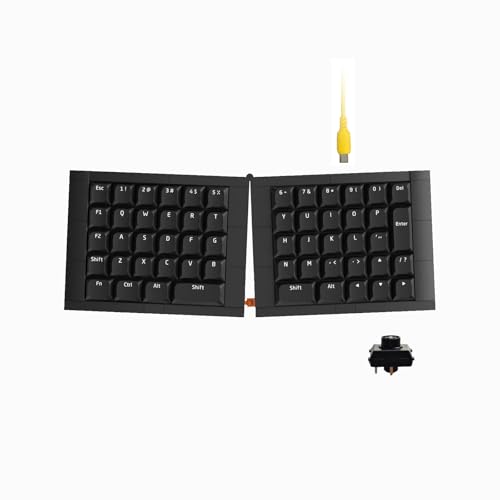 KBDcraft 07Israfel 50% Ergo-Split Low-Profile Mechanical Keyboard, 56-Key Ortho, Lego-Compatible Case, Wired, Linear Switch, Gasket Mount, Hot-Swappable, RGB, QMK, Vial, Full Kit, (Black) - Image 1