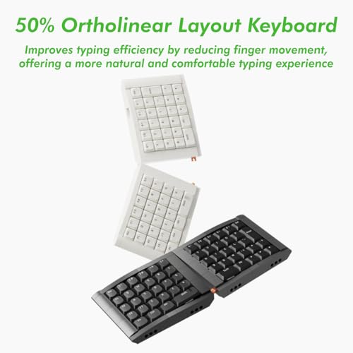 KBDcraft 07Israfel 50% Ergo-Split Low-Profile Mechanical Keyboard, 56-Key Ortho, Lego-Compatible Case, Wired, Linear Switch, Gasket Mount, Hot-Swappable, RGB, QMK, Vial, Full Kit, (Black) - Image 3