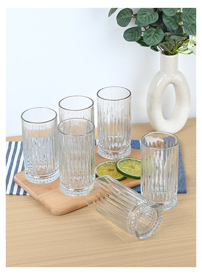 Ollieroo طقم كؤوس شرب من 6، 470 مل كؤوس صودا من زجاج الليمون، كؤوس ماء للمطبخ، طقم كؤوس بار لتقديم البيرة، العصير، الكوكتيل، الويسكي، الحليب - Image 1