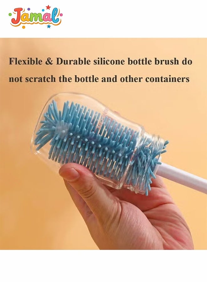 Jamal Baby Bottle Cleaning Brush, Long Handle Silicone Baby Bottle Washing Brush,Suitable For Baby Bottles (Blue) - Image 5