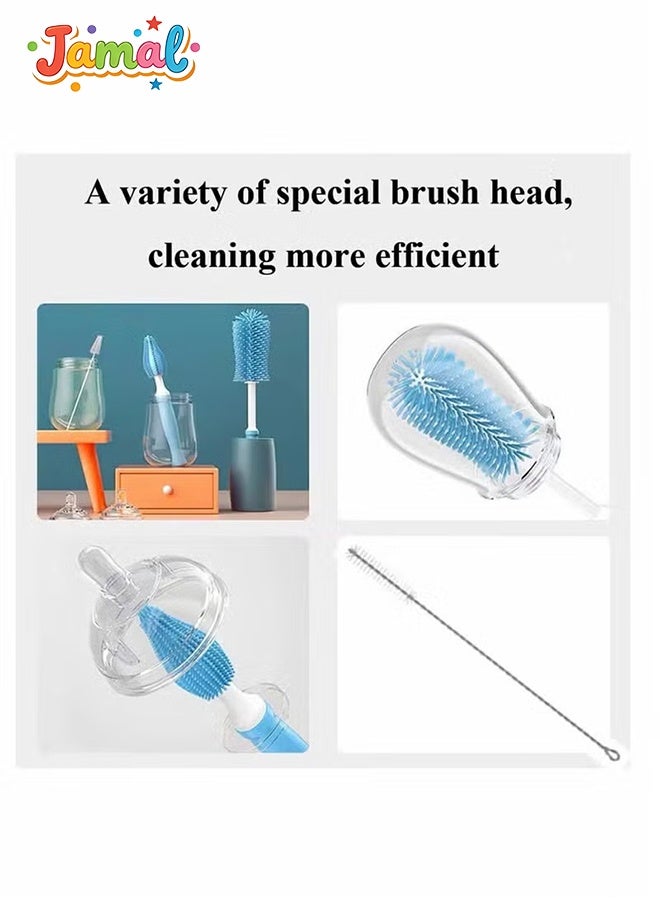 Jamal Baby Bottle Cleaning Brush, Long Handle Silicone Baby Bottle Washing Brush,Suitable For Baby Bottles (Blue) - Image 3