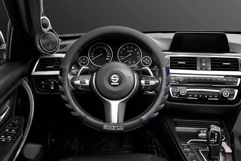 سباركو غطاء عجلة القيادة العالمي من SPARCO مقاس 38 سم، SPS101BL، أسود/أزرق - Image 5