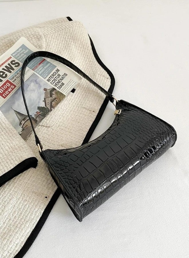 LIKE STYLE Textured PU Leather Handbag with Zip Closure, Spacious Compartment, Daily Use (Black) - Image 2