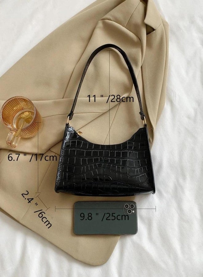 LIKE STYLE Textured PU Leather Handbag with Zip Closure, Spacious Compartment, Daily Use (Black) - Image 5