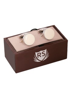 Round Silver White Cufflink