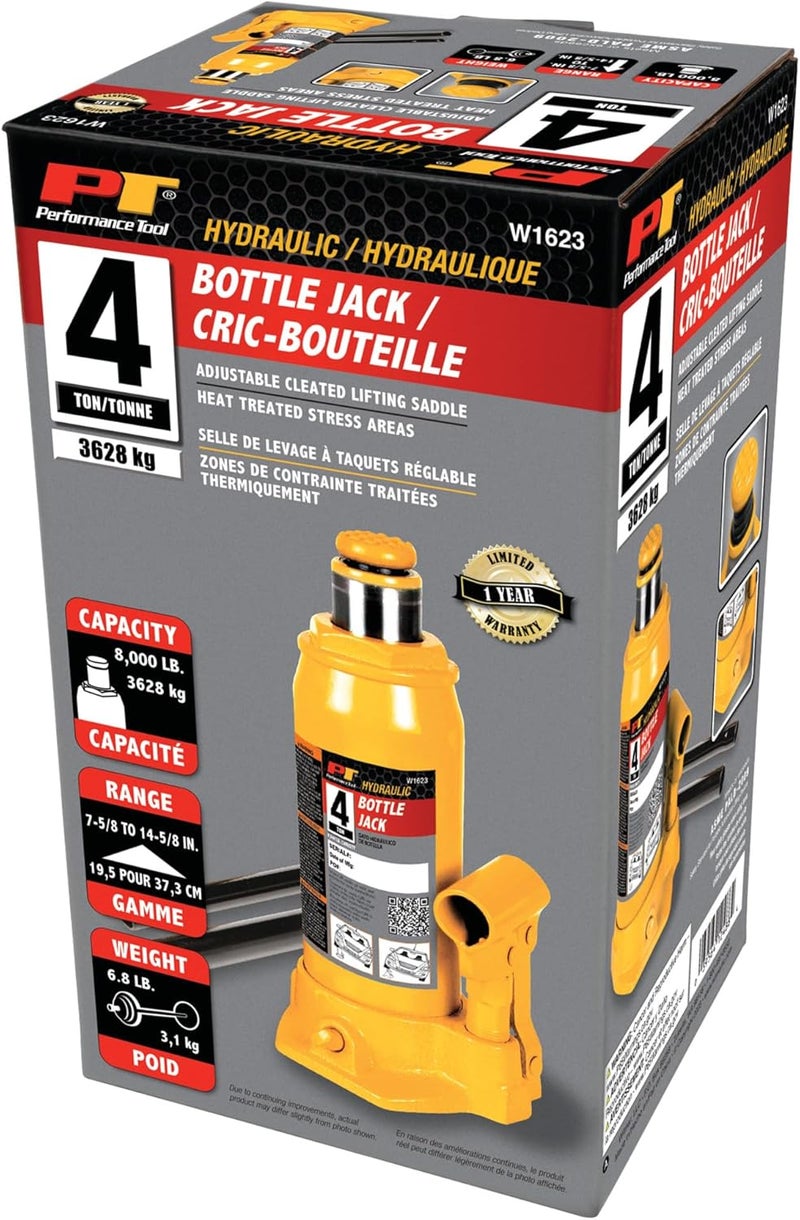 Performance Tool W1623 4-Ton Heavy Duty Hydraulic Bottle Jack - Image 3