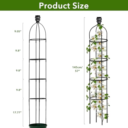 HASTHIP® 145cm Climbing Trellis Garden Owl Topper Decorative Plant Flower Trellis Garden DIY Adjustable Climbing Flower Plants Pot for Clematis, Climbing Roses, Tomatoes, Ivy - Image 2
