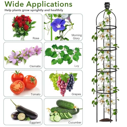 HASTHIP® 145cm Climbing Trellis Garden Owl Topper Decorative Plant Flower Trellis Garden DIY Adjustable Climbing Flower Plants Pot for Clematis, Climbing Roses, Tomatoes, Ivy - Image 3