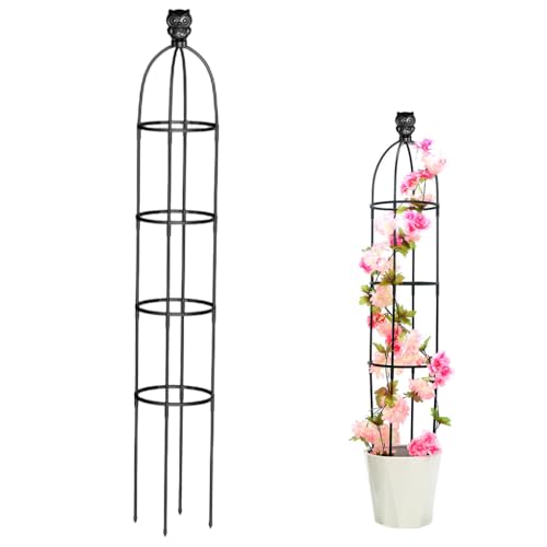 HASTHIP® 145cm Climbing Trellis Garden Owl Topper Decorative Plant Flower Trellis Garden DIY Adjustable Climbing Flower Plants Pot for Clematis, Climbing Roses, Tomatoes, Ivy - Image 1