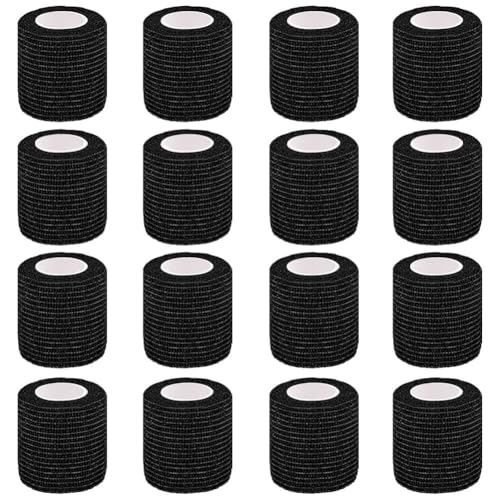Clooflar 16 Pack Self Adhesive Bandage Wrap 2 X 5 Yards Black Elastic Cohesive Bandage Wrap for Sports Wrist Ankle and Vet Wrap Grip Tape - Image 2