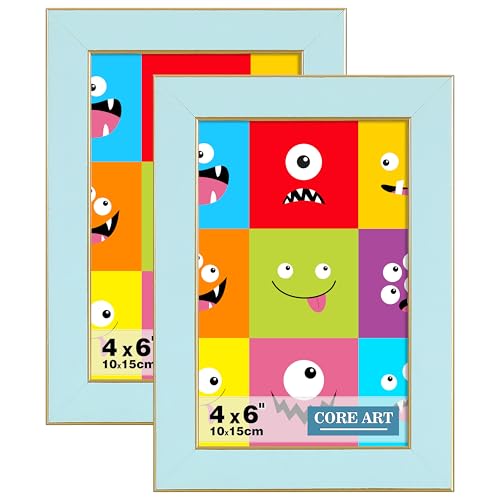 CORE ART 4x6 Picture Frames Soft Blue, 4 by 6 Colorful Photo Frame with HD Plexiglass, Wall or Tabletop Display, Set of 2 - Image 1