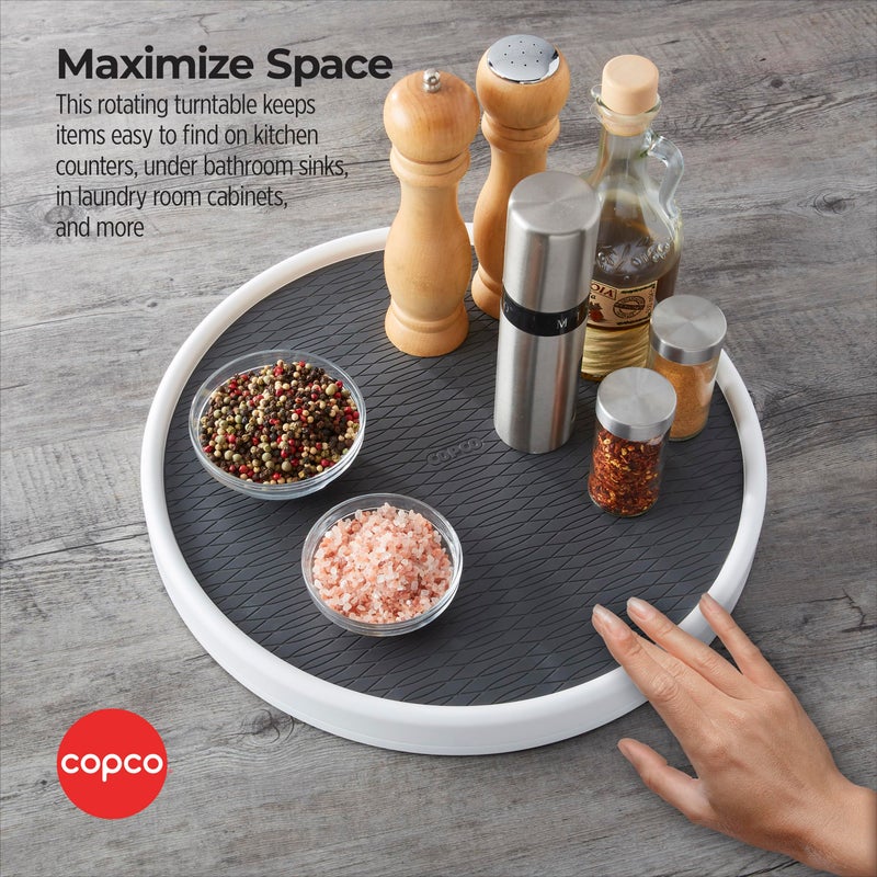 Copco Pro 15-Inch Lazy Susan Turntable, Non-Skid Pantry or Cabinet Organizer for Spices, Condiments, and Bottles, Smooth Rotation, Charcoal Finish - Image 2